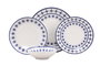 Hermia GBSATN24Y4R1614 Vajilla de Porcelana 24 Piezas Blanco y Azul Apta Lavavajillas Microondas